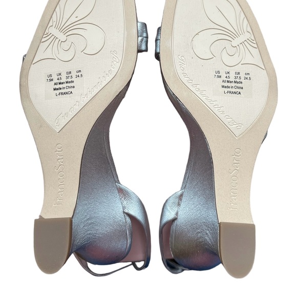 Franco Sarto Women’s L-Franca Silver Wedge Sandal Ankle Strap Closure NIB 7.5 - Picture 5 of 7